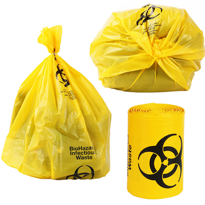 วัสดุ HDPE พลาสติกพิมพ์สีเหลือง Biohazard Healthcare Liners