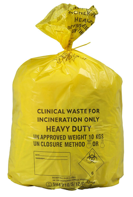 LDPE / HDPE / MDPE ถุงขยะติดเชื้อทิ้งเหลือง Clinical Carriage