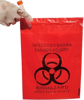 LDPE Stick On Biohazard Disposal Bags , ถุงทิ้งขยะทางการแพทย์