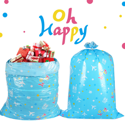 ถุงของขวัญยักษ์ LDPE ขนาด 56 นิ้วพร้อมสายและแท็กสำหรับวันเกิดวันหยุด