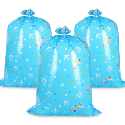 LDPE Blue Plane Giant Plastic Gift Sacks ตราประทับความร้อนสำหรับวันเกิด