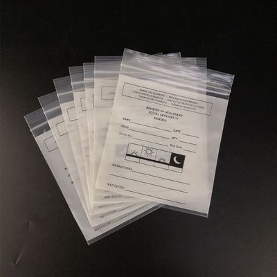 ถุงพลาสติกโพลี LDPE กันน้ำ Ziplock สำหรับการจ่ายยา